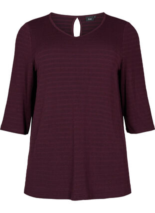 Bluse med 3/4-ermer og V-hals, Winetasting, Packshot image number 0