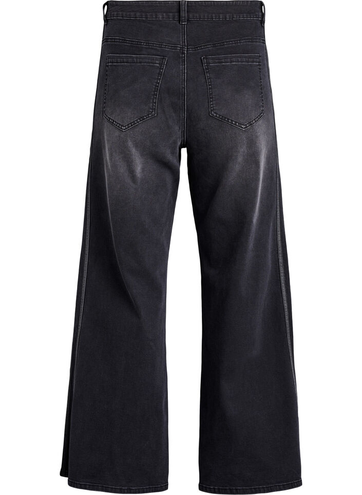 Wide fit jeans med vertikale denimdetaljer, Gr&aring;, Packshot image number 1