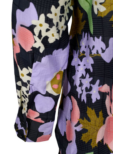 Blomstrete tunika i viskose, Purple Green Flower, Packshot image number 3