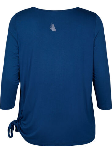 Treningsbluse i viskose med knytedetaljer, Blue Wing Teal, Packshot image number 1
