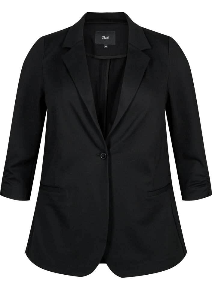Blazer med 3/4-lange ermer, Black, Packshot image number 0