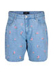 Dongerishorts med broderte blomster, Bl&aring;, Packshot image number 0