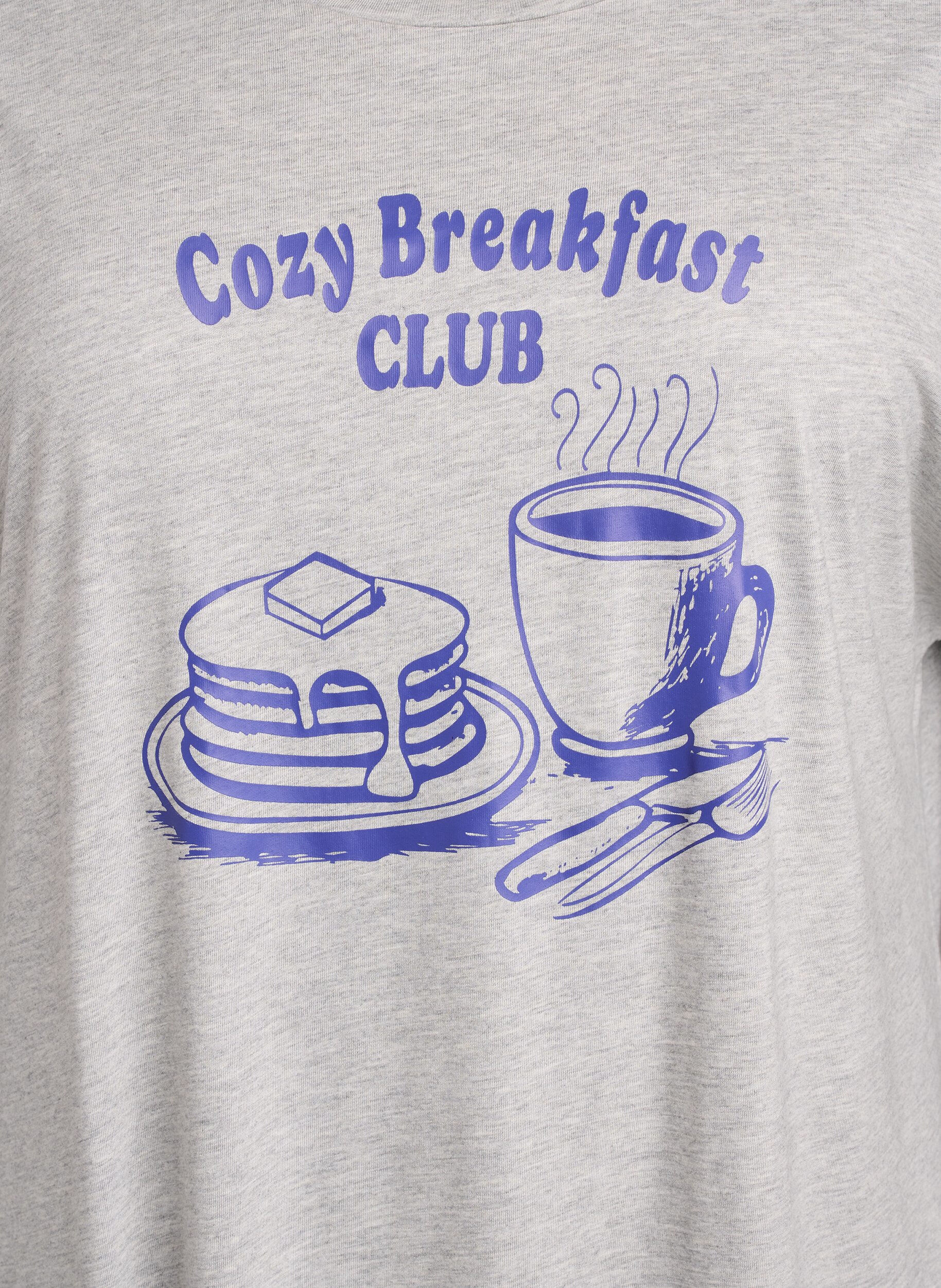 Zizzi Kortermet nattkjole med teksttrykk, Gr&aring;, Packshot image number 2