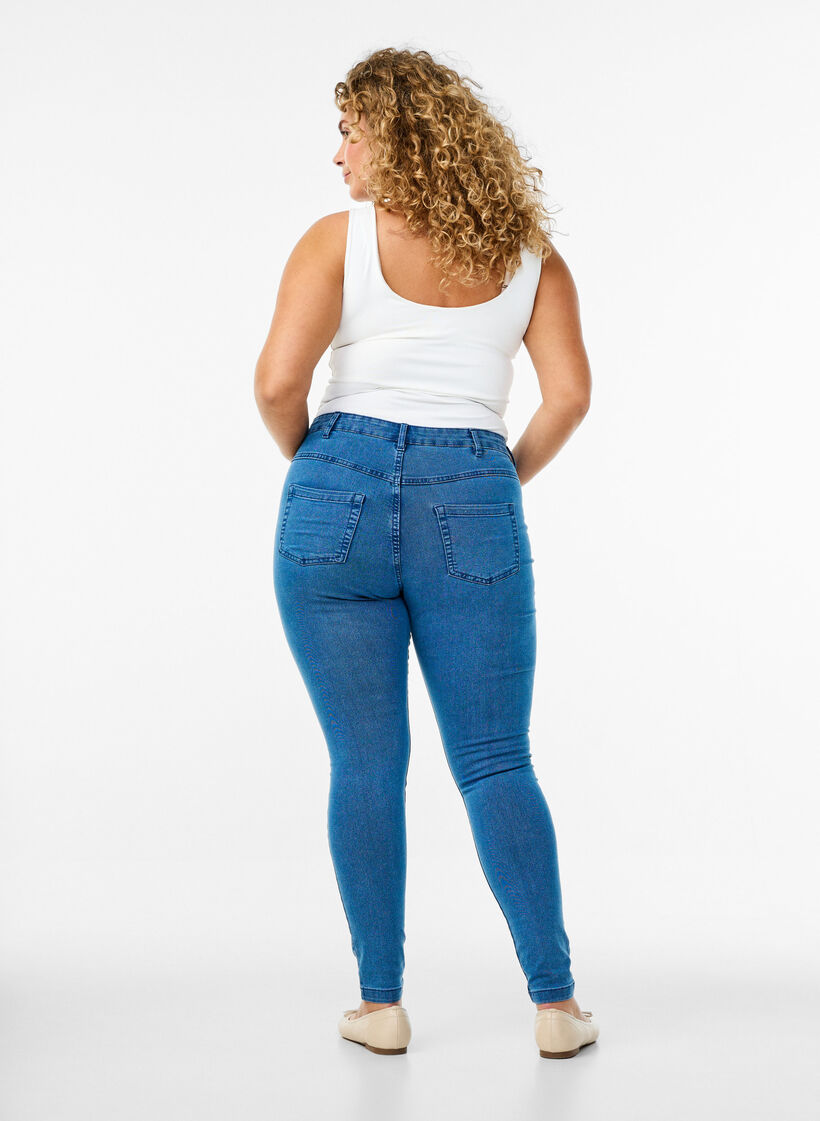 Super slim Amy jeans med høyt liv, Blå, Model image number 1