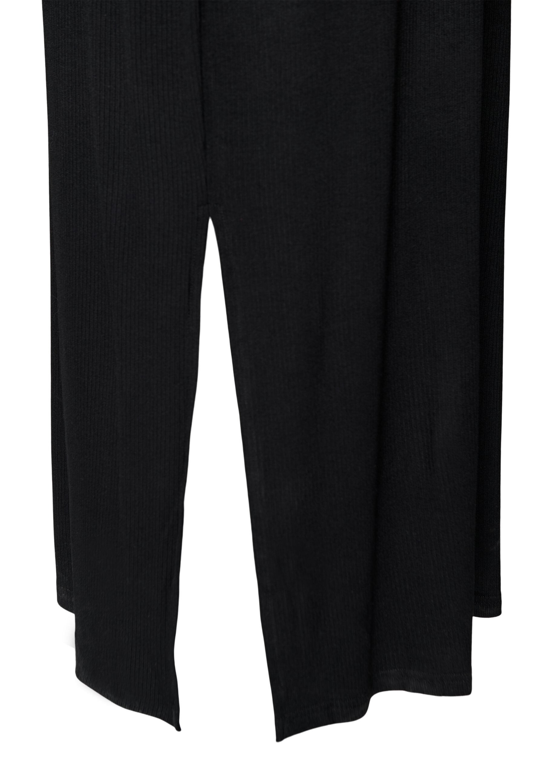 Zizzi Ermel&oslash;s ribbestrikket kjole i viskose, Svart, Packshot image number 3