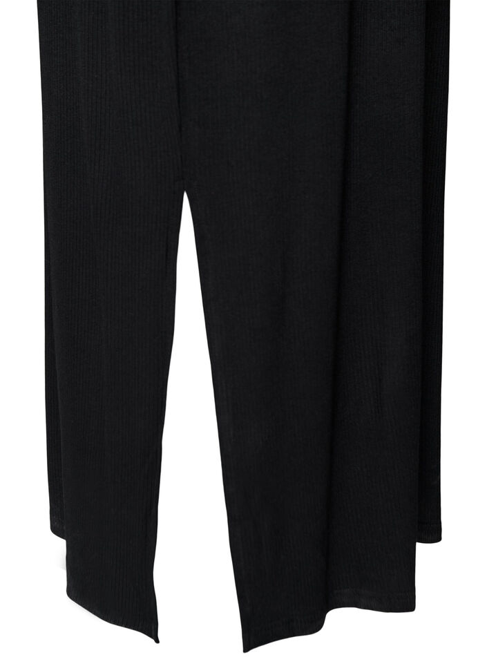 Ermel&oslash;s ribbestrikket kjole i viskose, Svart, Packshot image number 3