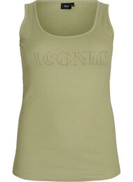 Singlet med strass og smal passform, Oil Green