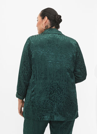 Zizzi Blazer i viskose med tone-i-tone trykk, Ponderosa Pine, Model image number 1