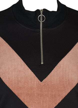 Høyhalset sweatshirt med glidelås, Black w. Burlwood, Packshot image number 2