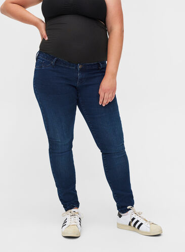 Jeggings til gravide i en bomullsmiks, Dark blue denim, Model image number 2