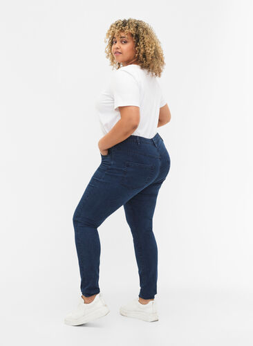 Super slim Amy jeans med høyt liv, Dark blue, Model image number 2