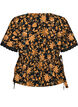 Blomstret bomullsbluse med knyting, Orange, Packshot image number 1