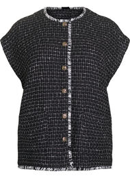 Rutete vest med dekorative knapper, Svart