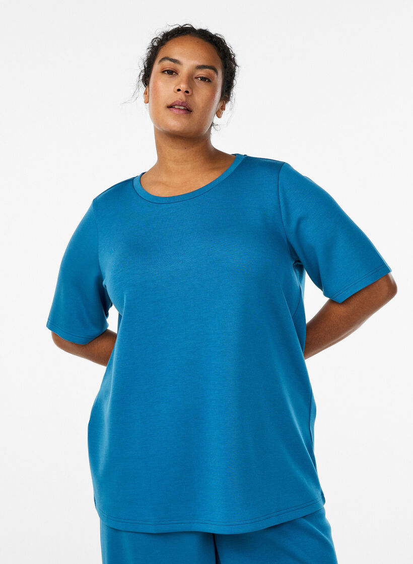 T-skjorte i modal blanding, Bl&aring;, Model image number 0