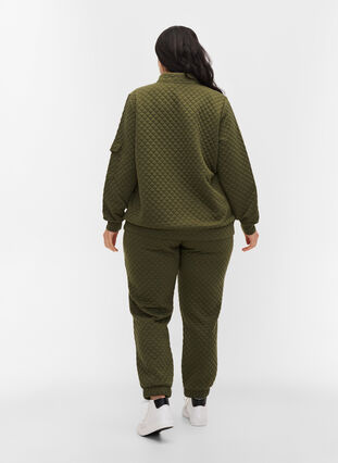 Mønstrete bukse med knyting og lommer, Ivy Green, Model image number 1