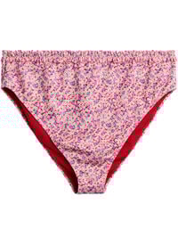 Blomstret tai bikini truse med rynket kant, Rosa Blomstret tai bikini truse med rynket kant