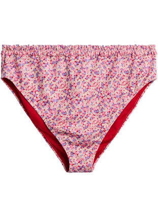 Zizzi Blomstret tai bikini truse med rynket kant, Rosa, Packshot image number 0