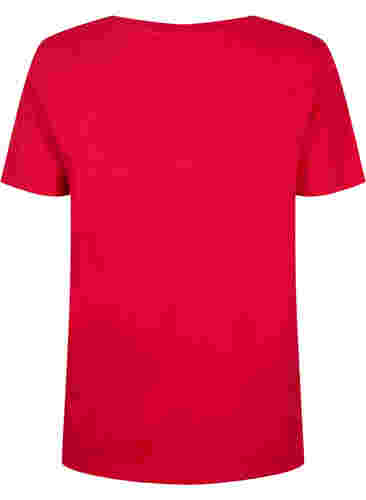 T-skjorte i bomull med broderi anglaise, Tango Red, Packshot image number 1