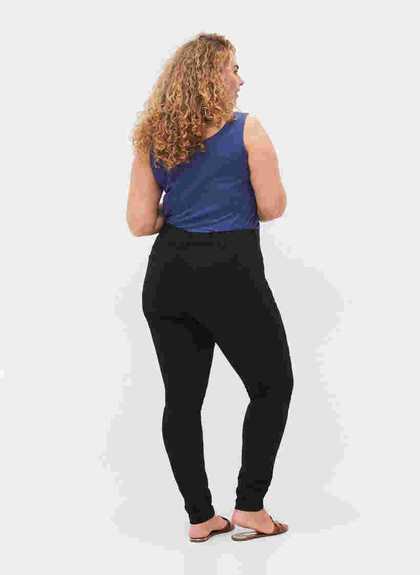 Super slim Amy jeans med strikk i livet, Black, Model image number 1