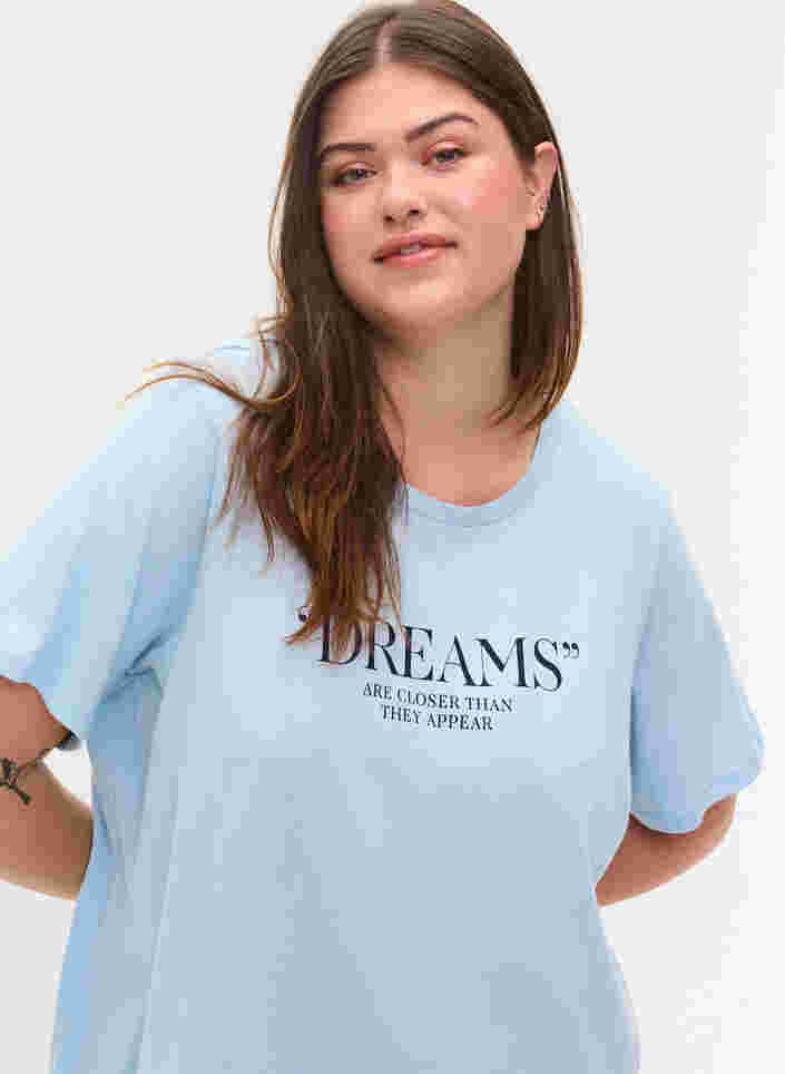 Oversize pysjamas T-skjorte i økologisk bomull, Cashmere Blue DREAMS, Model image number 2