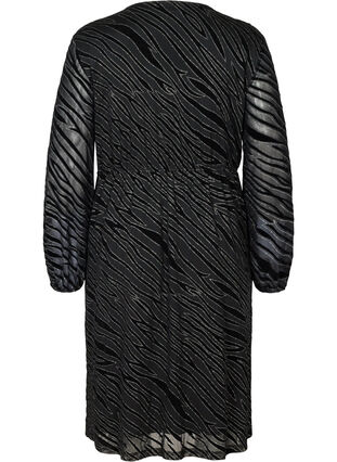Mønstrete kjole med glitter og V-hals, Black w Glitter, Packshot image number 1