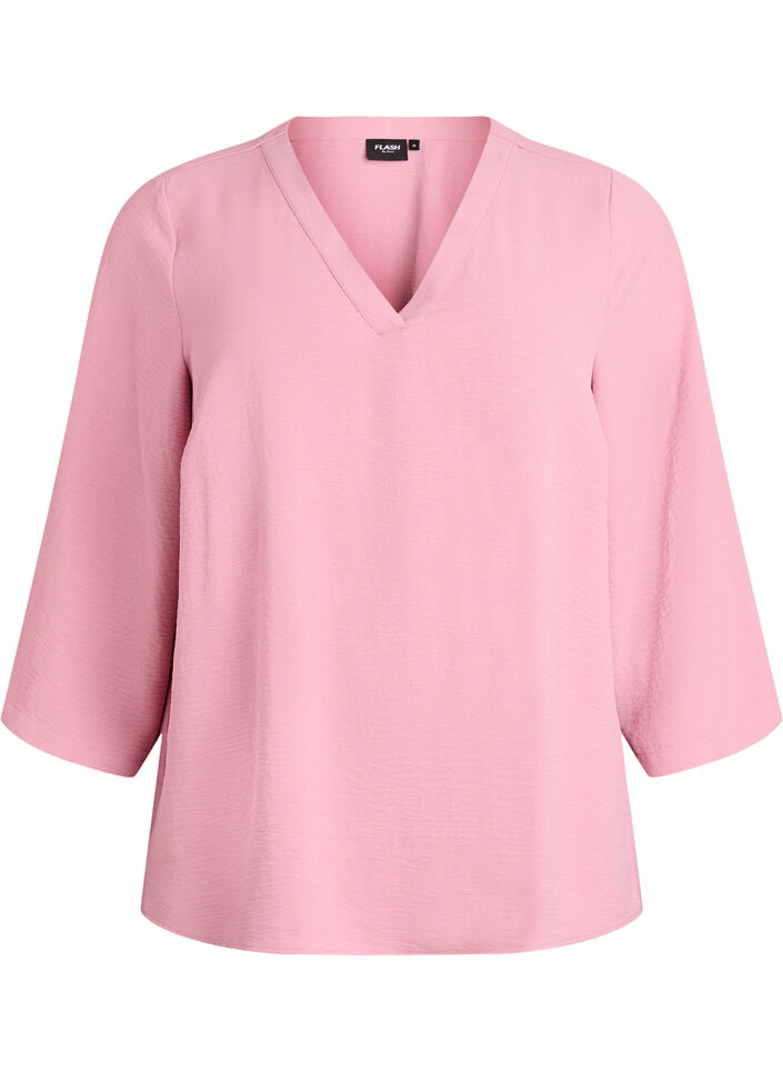Bluse med 3/4 ermer, Rosa, Packshot image number 0