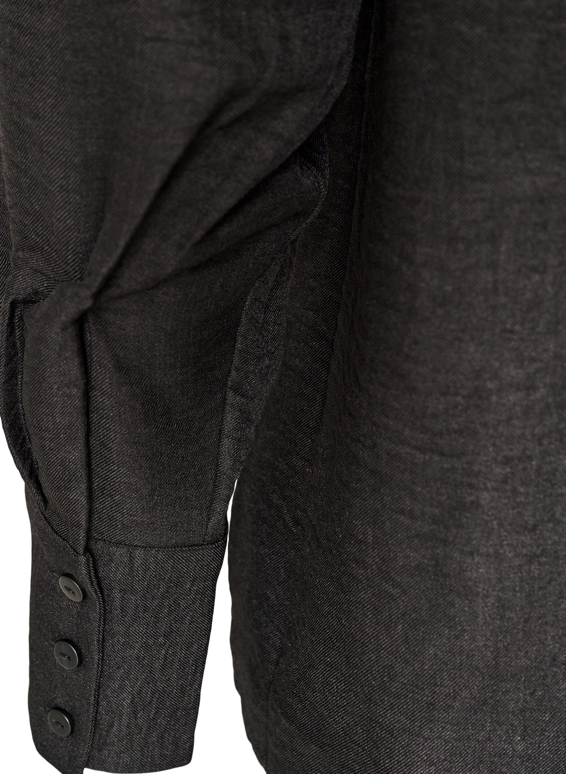 ZizziLoose fit skjorte med V-hals, Svart, Packshot image number 3