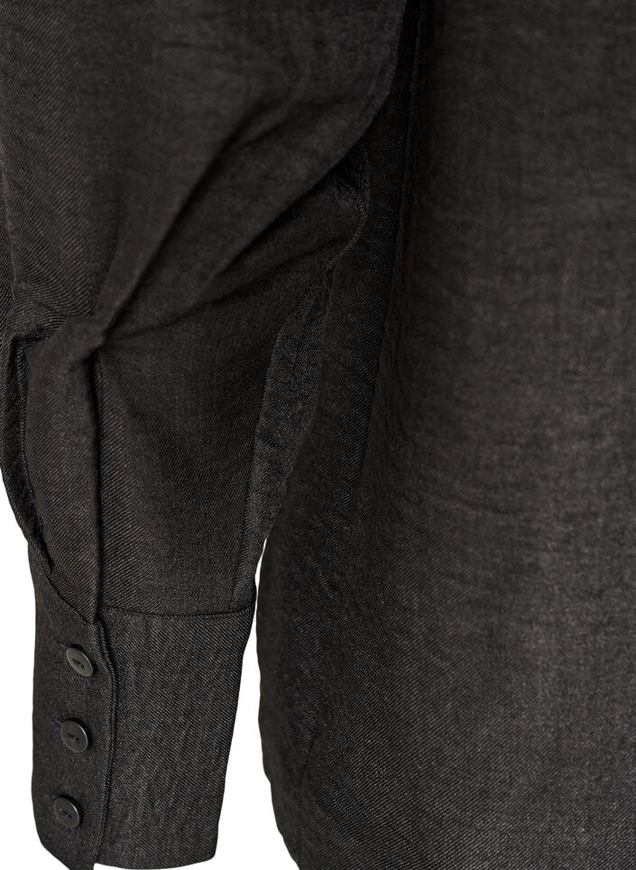 Loose fit skjorte med V-hals, Svart, Packshot image number 3