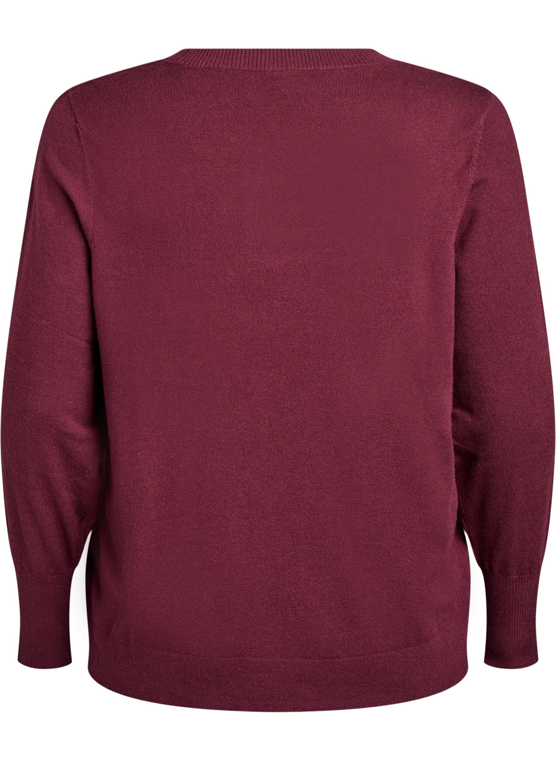 ZizziStrikket bluse med rund hals, R&oslash;d, Packshot image number 1