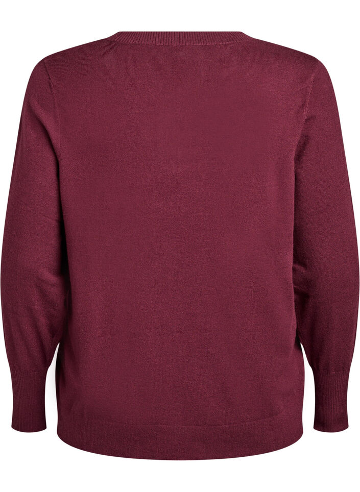 Strikket bluse med rund hals, R&oslash;d, Packshot image number 1