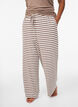 Stripete pyjamasbukser med h&oslash;y midje og vide ben, Beige, Model image number 2
