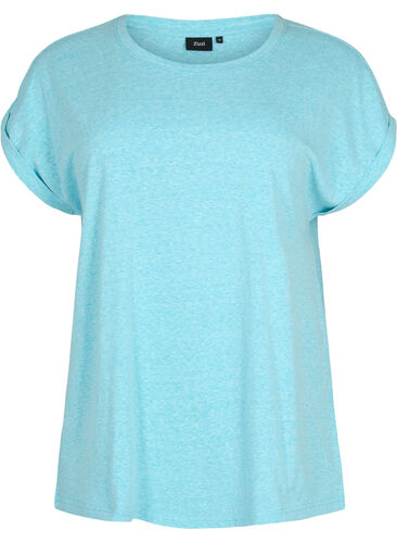 Melert T-skjorte med korte ermer, Blue Atoll Mél, Packshot image number 0