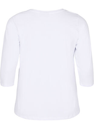Basis T-skjorte i bomull med 3/4 ermer, Bright White, Packshot image number 1