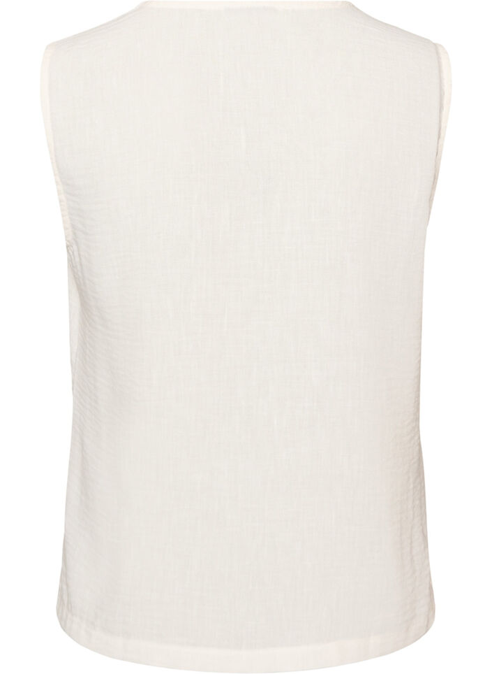 Ermel&oslash;s vest med V-hals og knapper, Vanilje, Packshot image number 1