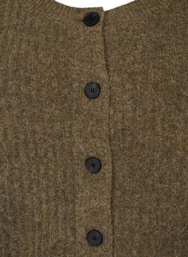 Strikket ribbestrikket cardigan med knapper, Brown Mel., Packshot image number 2