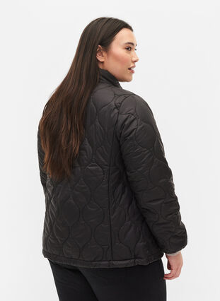 Quiltet jakke med glidelås og lommer, Black, Model image number 1