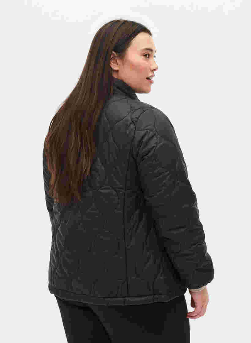 Quiltet jakke med glidelås og lommer, Black, Model image number 1