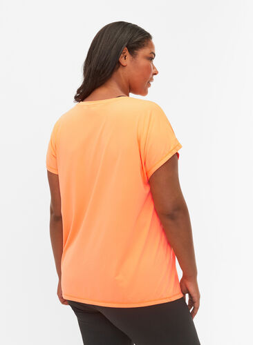 Kortermet trenings T-skjorte, Neon Orange, Model image number 1
