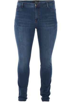 Zizzi Super slim Amy jeans med høyt liv, Blue d. washed, Packshot image number 0