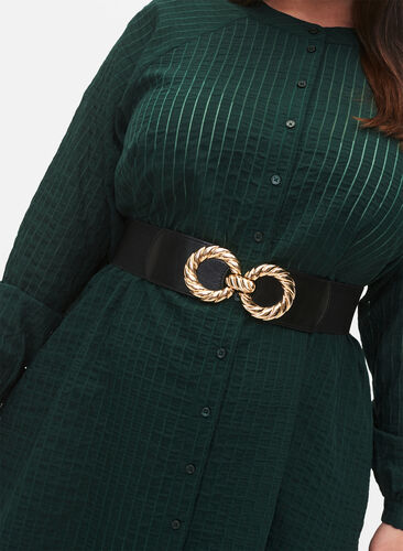 Elastisk belte med gullfarget spenne, Black, Model image number 1