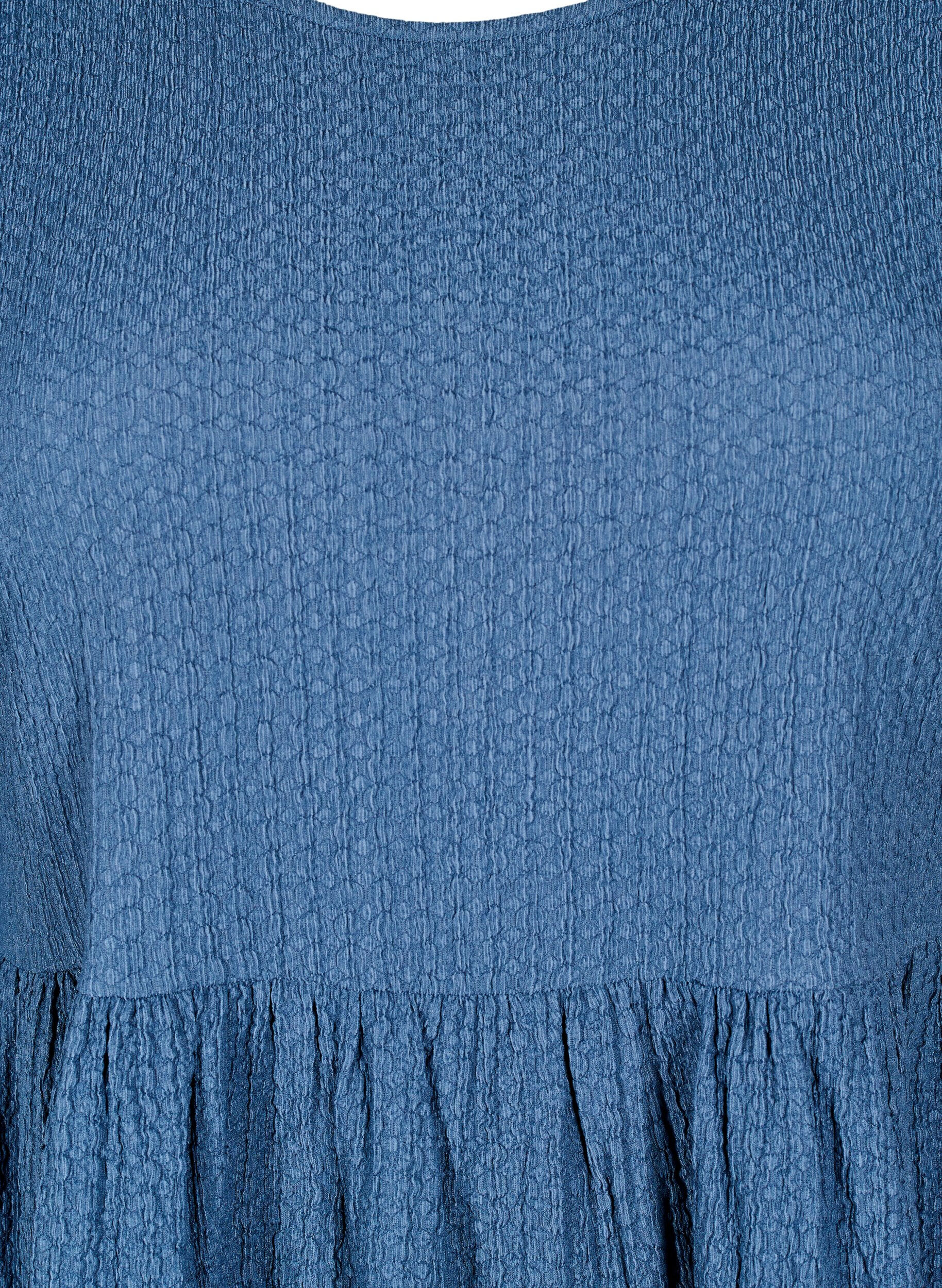 Zizzi FLASH - Kort kjole med tekstur og 3/4 ermer, Sargasso Sea, Packshot image number 2