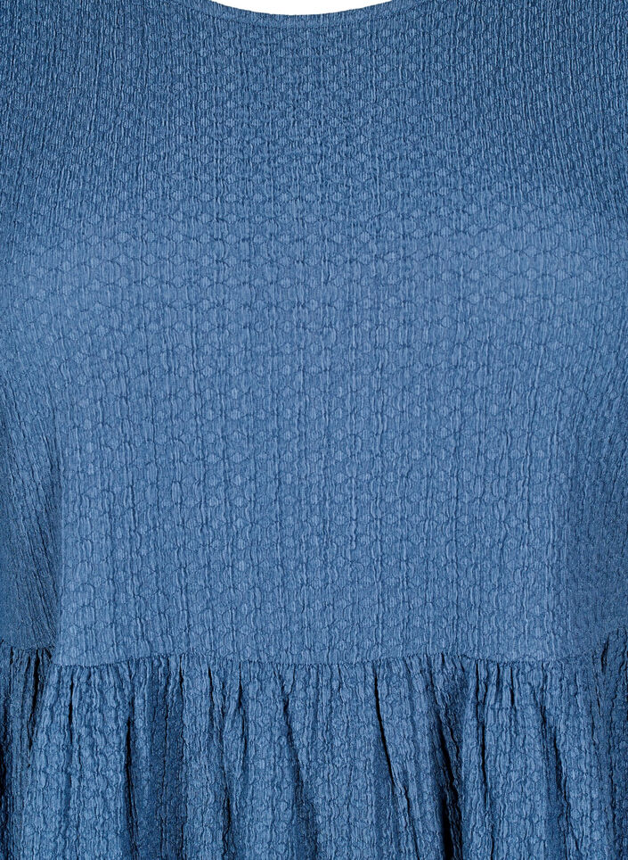 FLASH - Kort kjole med tekstur og 3/4 ermer, Sargasso Sea, Packshot image number 2