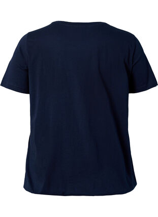 Kortermet T-skjorte i bomull med strikkant, Night Sky W. Live, Packshot image number 1