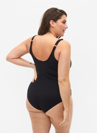 Zizzi Badedrakt med omslagseffekt, Svart, Model image number 1