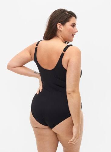 Zizzi Badedrakt med omslagseffekt, Svart, Model image number 1