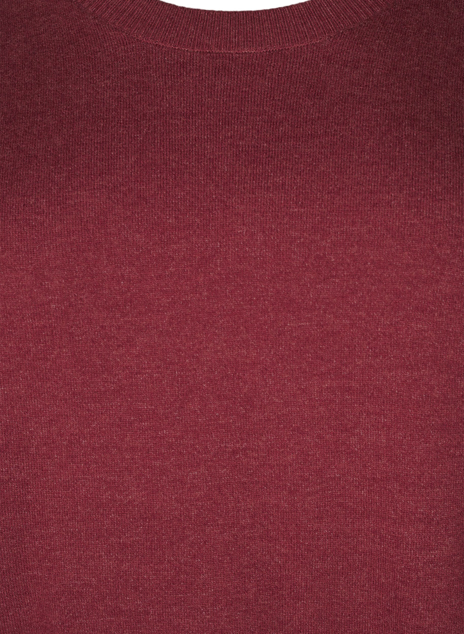 ZizziStrikket bluse med rund hals, R&oslash;d, Packshot image number 2