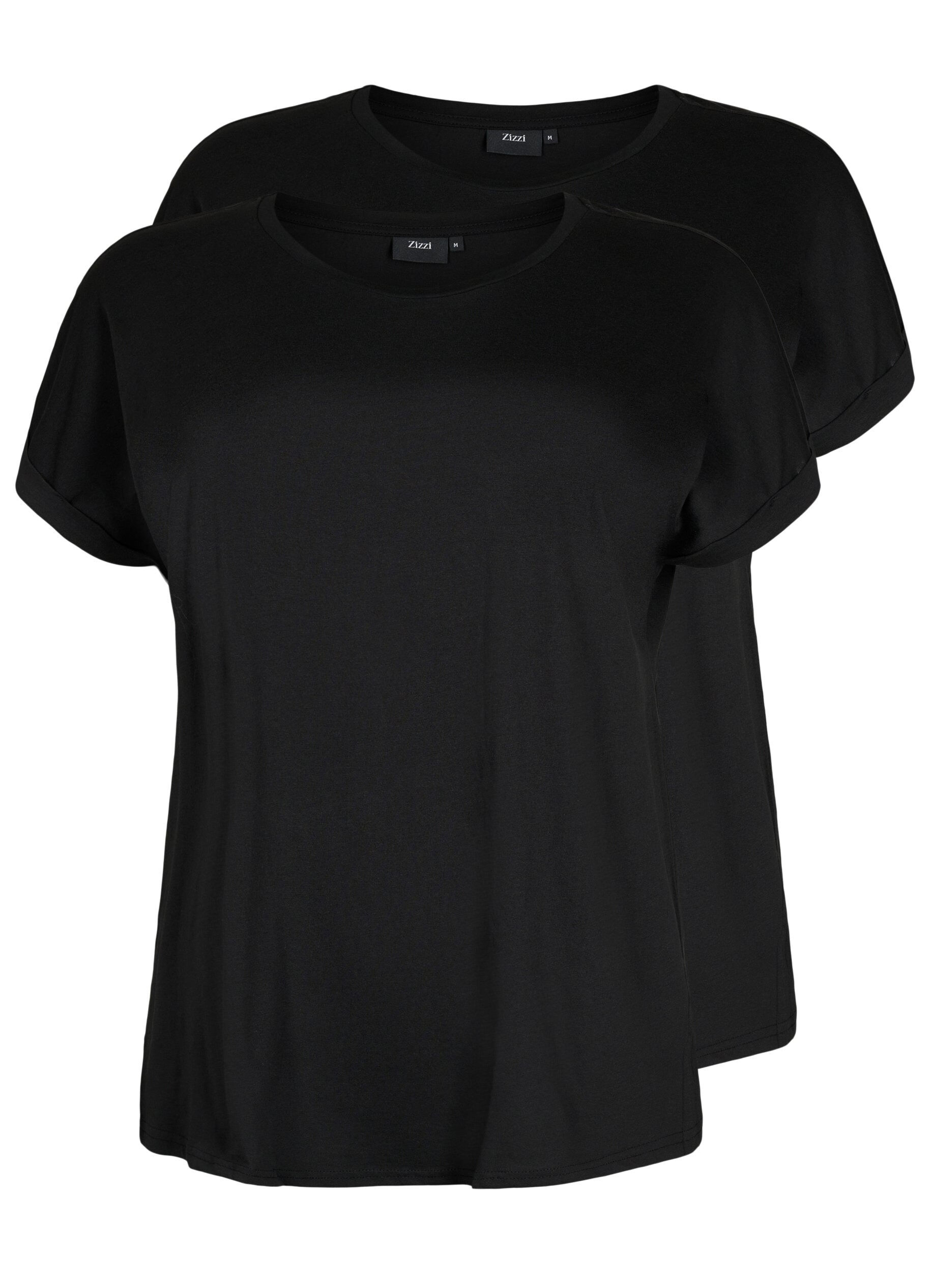 ZizziKortermet T-skjorte, 2 stk., Svart, Packshot image number 0