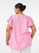 Bluse i viskose og lin med volangermer, Rosa, Model image number 2