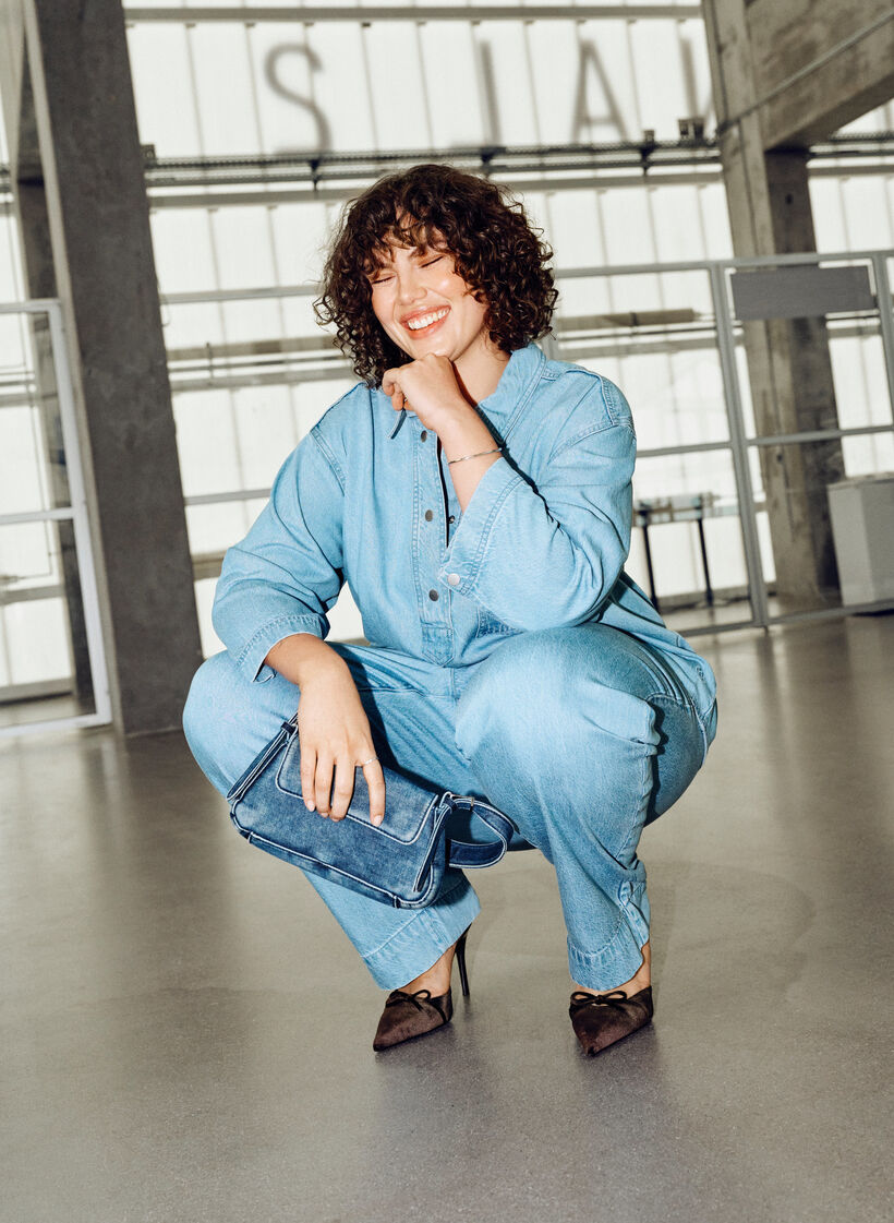 L&oslash;s denimskjorte med 3/4-ermer, Bl&aring;, Image image number 0