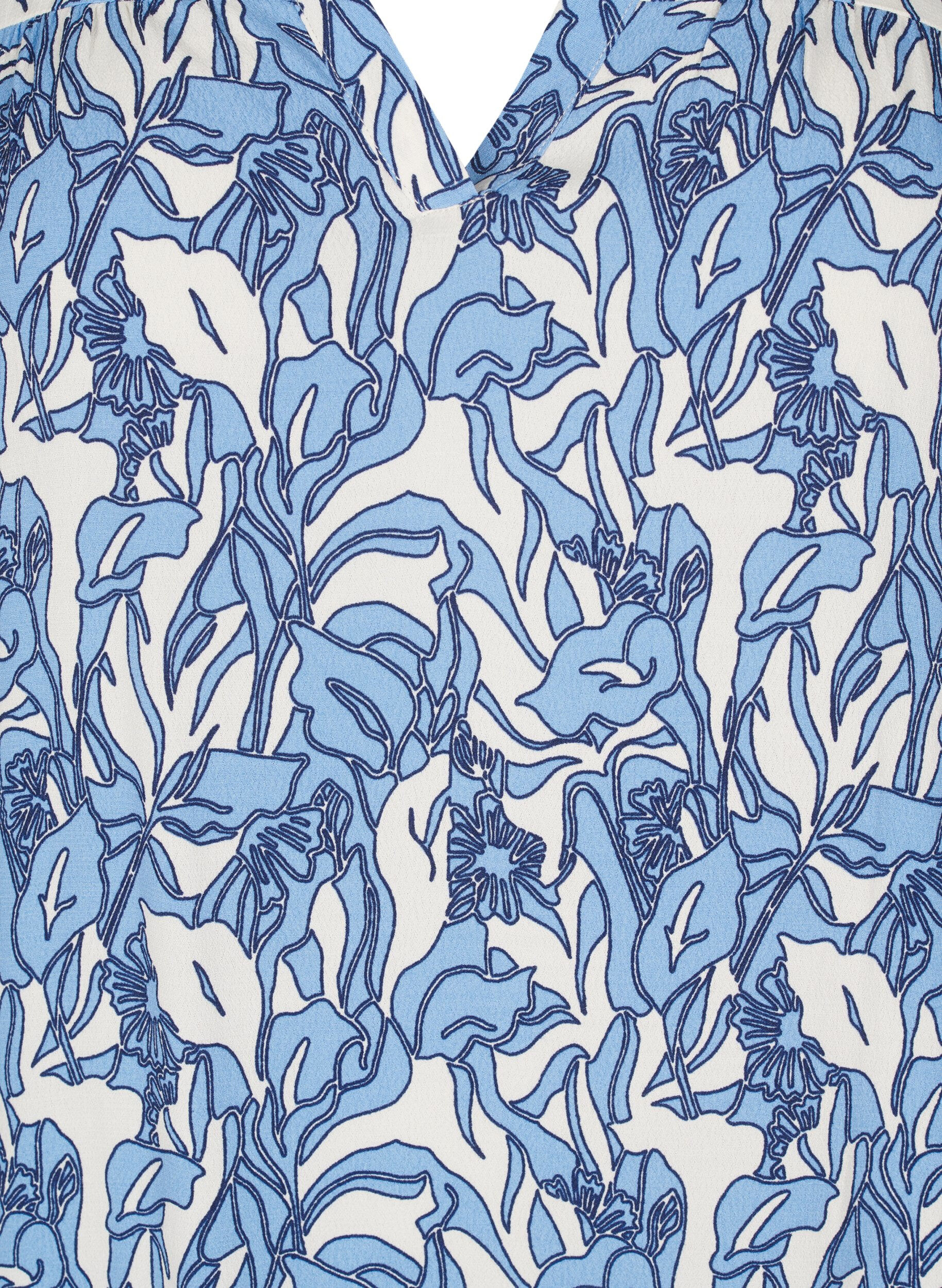 Zizzi Langermet bluse med trykk og V-hals, Vanilje, Packshot image number 2